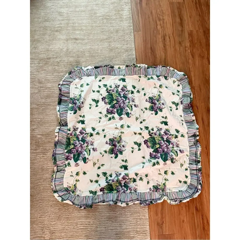 Waverly Garden Room Square Floral Ruffle Tablecloth Linen 36